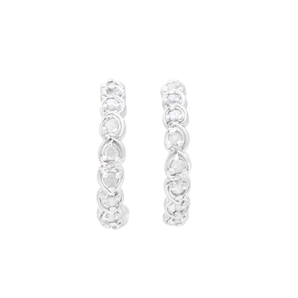 0.51 CTW Diamonds Rhodium Plated Sterling Silver Designer Earrings