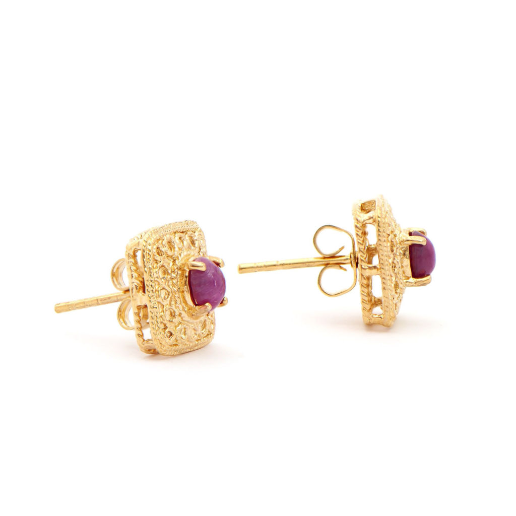 1.02 CTW Ruby 18K Gold Plated Designer Earrings