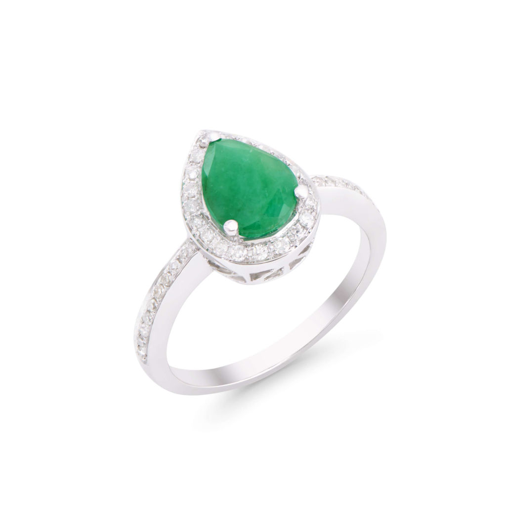 1.65 CTW Certified Diamonds & Emerald 14K White Gold Designer Ring