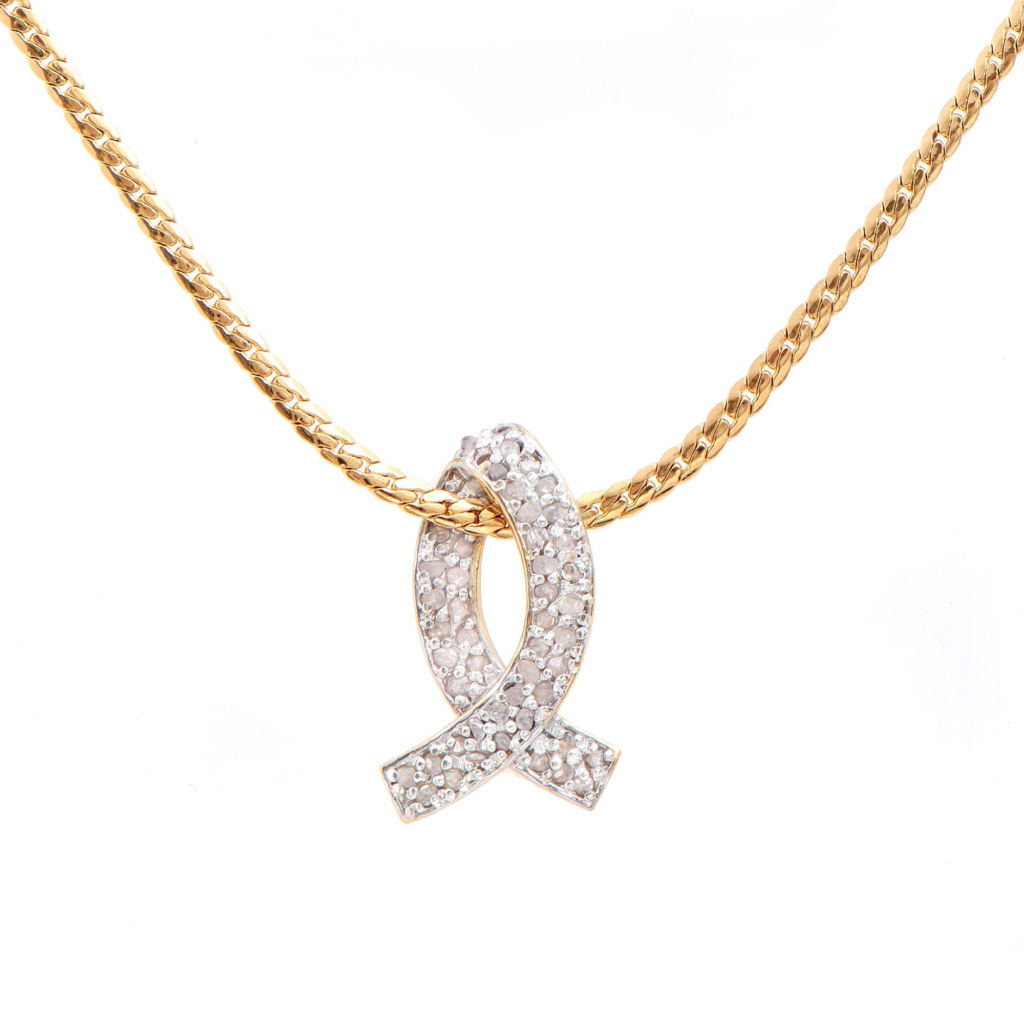0.45 CTW Diamonds 18K Gold Plated Designer Pendant 16 in