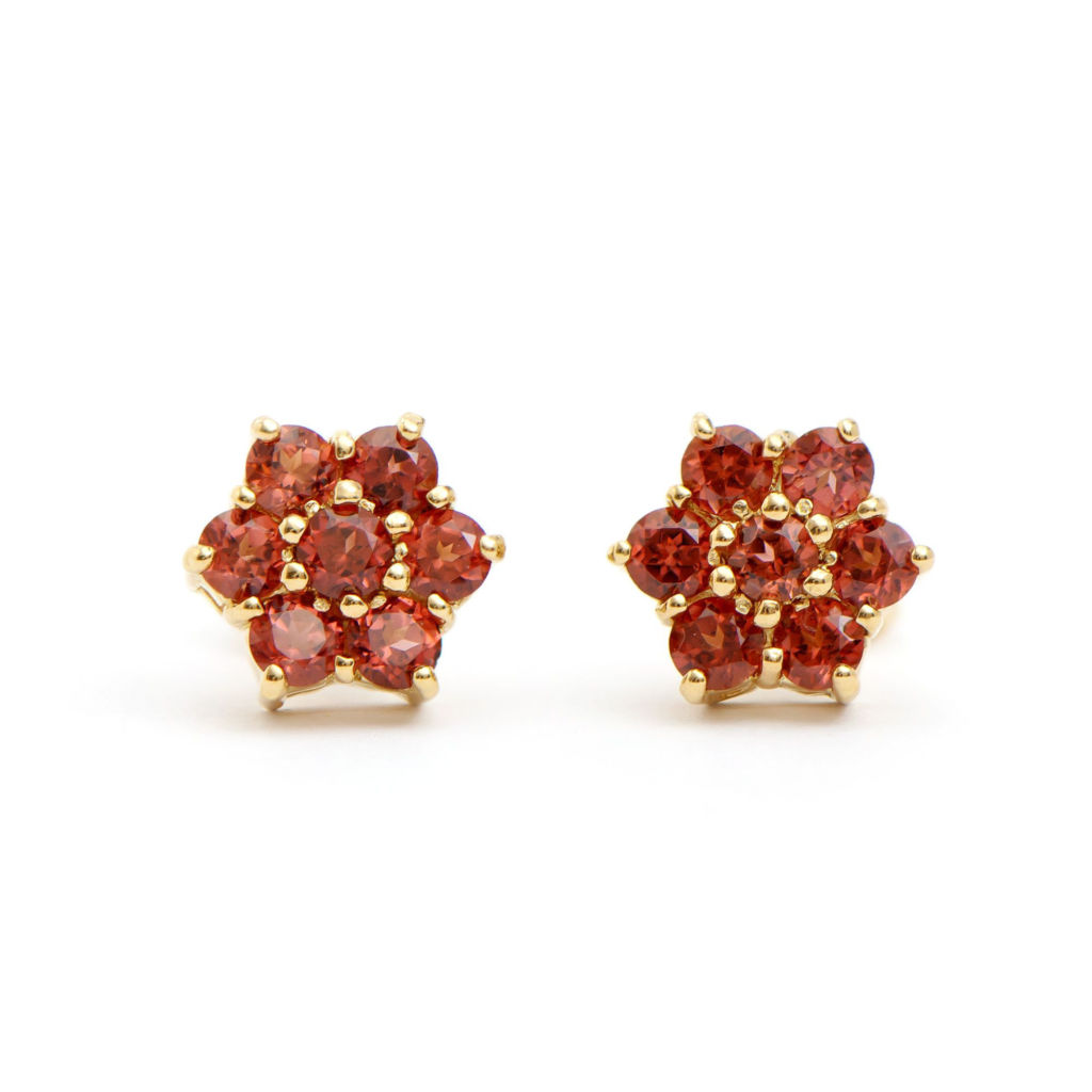 1.31 CTW Garnet & Diamonds 18K Gold Plated Designer Earrings