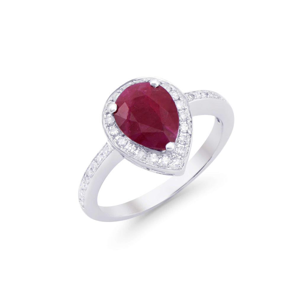 2.01 CTW Certified Diamonds & Ruby 14K White Gold Designer Ring