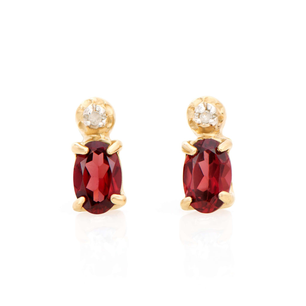 0.97 CTW Diamonds & Garnet 18K Gold Plated Sterling Silver Designer Earrings