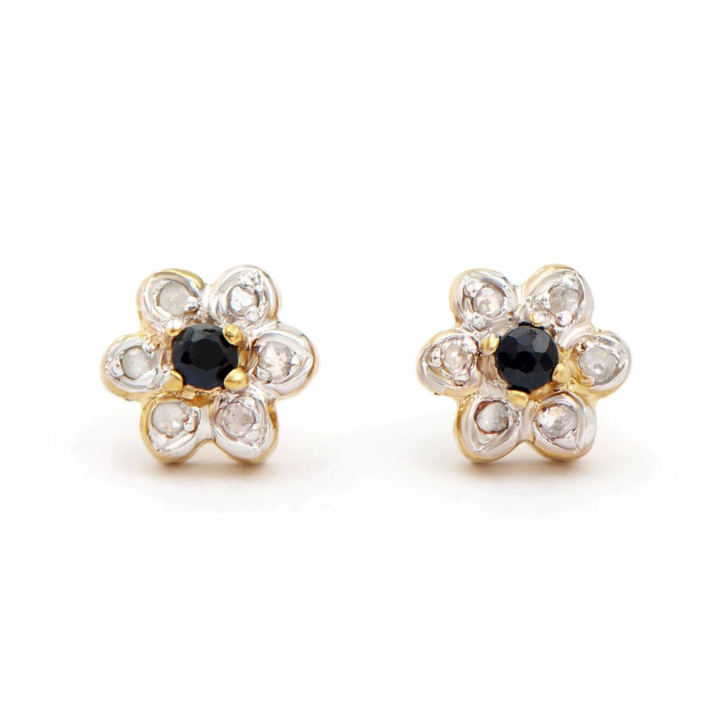 0.32 CTW Sapphires & Diamonds 18K Gold Plated Designer Earrings