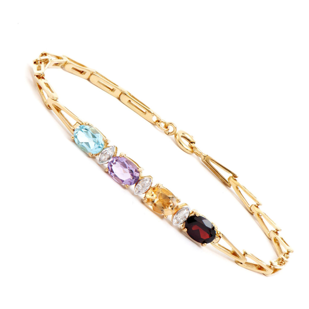 3.35 CTW Multi-Stone, Diamonds 18K Gold Plated Designer Bracelet 7.5 in