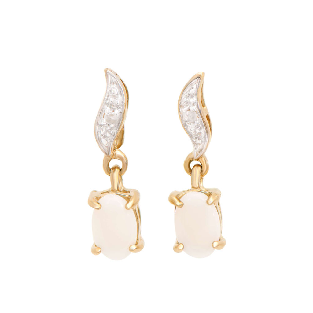 0.53 CTW Diamonds & Opal 18K Gold Plated Sterling Silver Designer Earrings