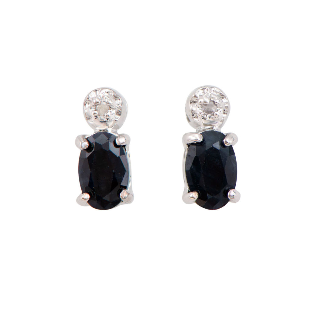 1.32 CTW Sapphire & Diamonds Rhodium Plated Designer Earrings