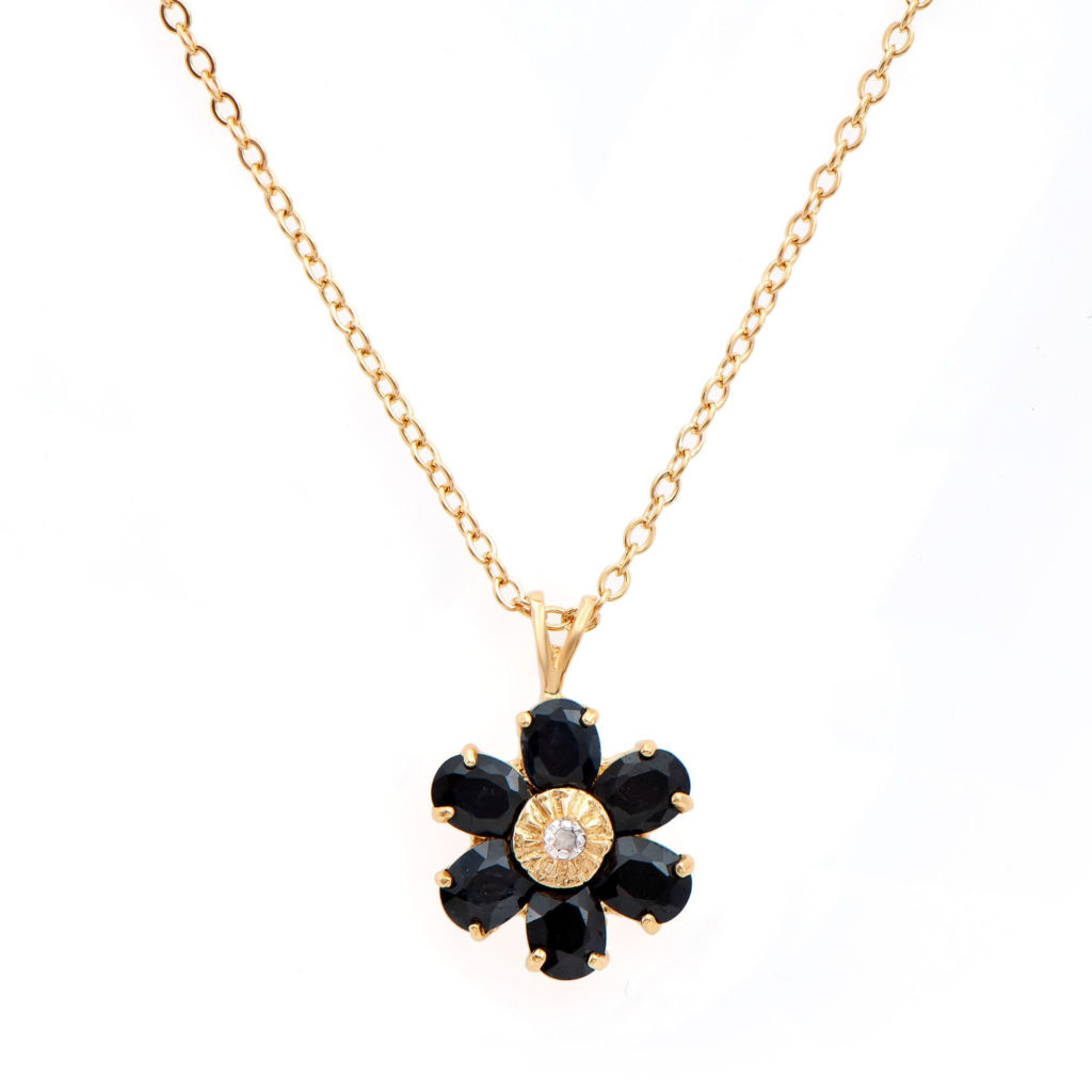 2.52 CTW Sapphire & Diamonds 18K Gold Plated Designer Pendant 18 in