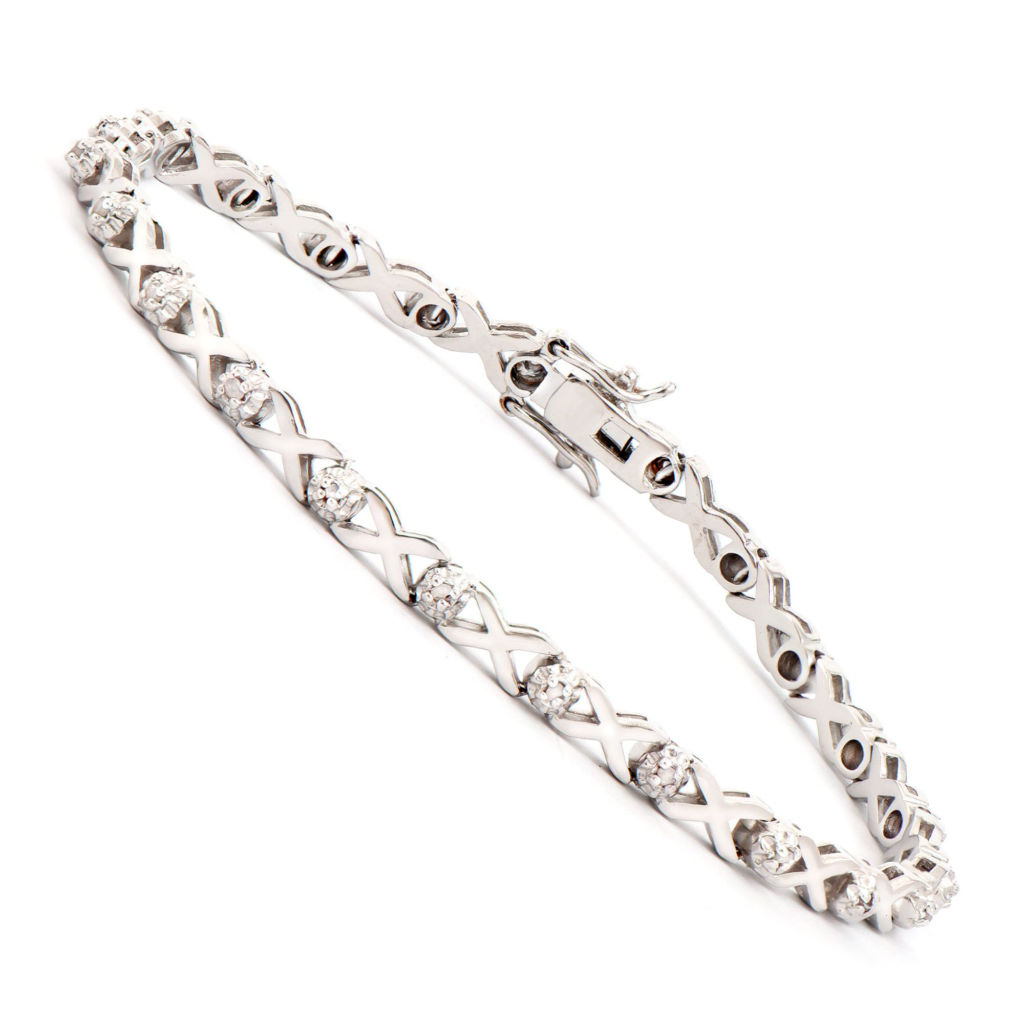 0.2 CTW Diamonds Rhodium Plated Designer Bracelet
