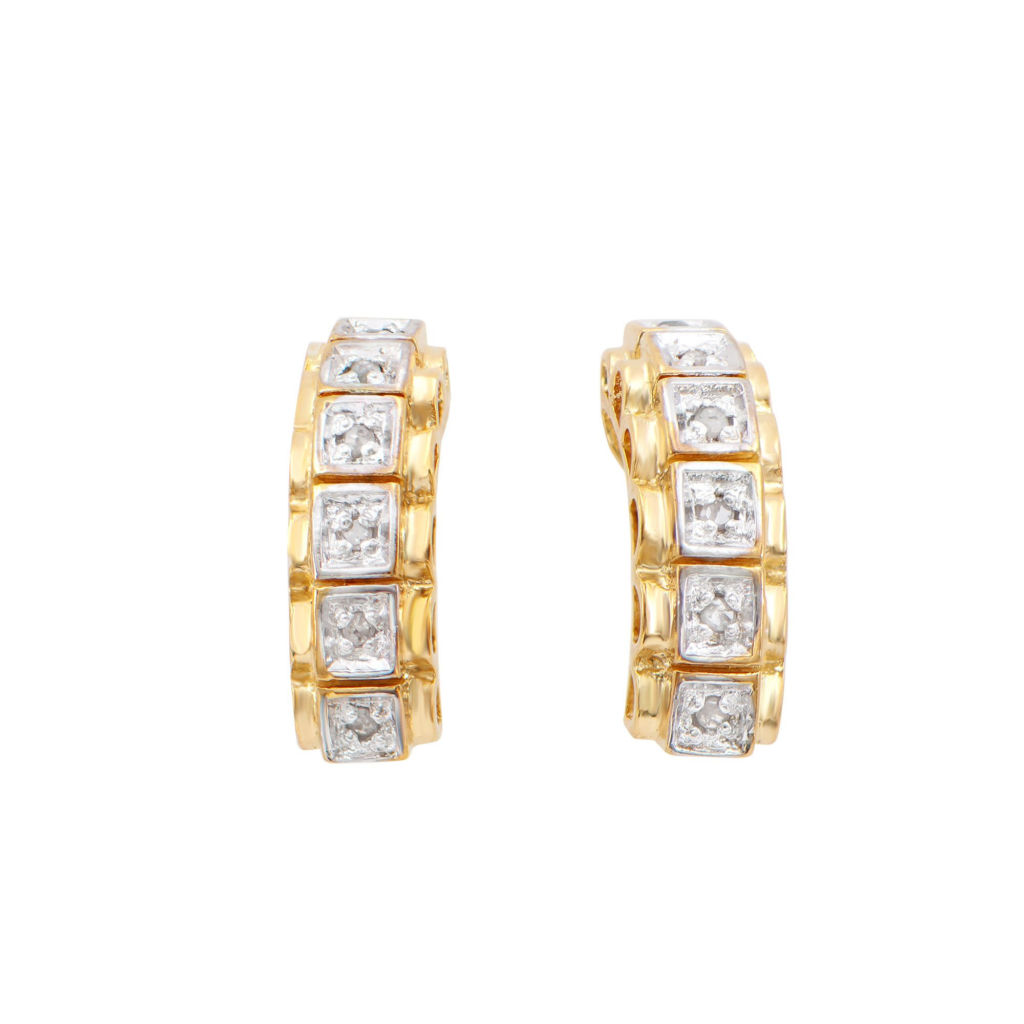 0.12 CTW Diamonds 18K Gold Plated Designer Earrings