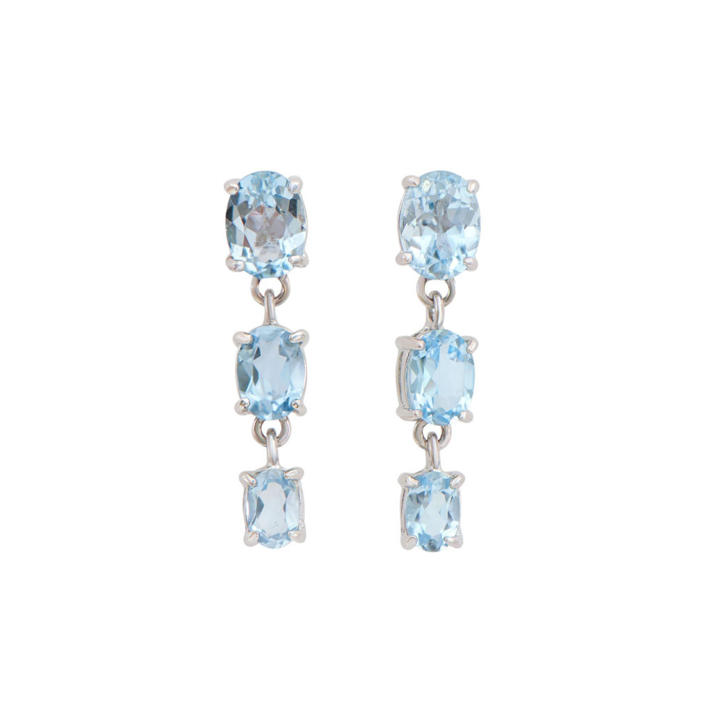 5.25 CTW Blue Topaz Rhodium Plated Designer Earrings
