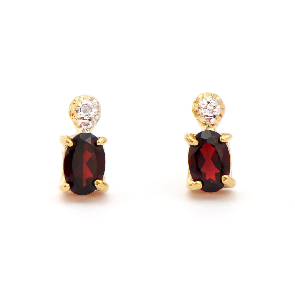 0.82 CTW Garnets And Diamonds 18K Gold Plated Designer Earrings