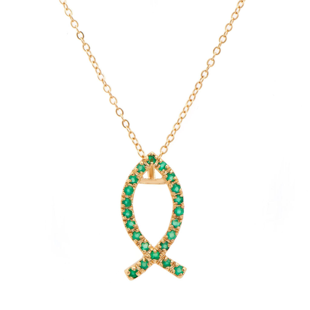 1.02 CTW Green Agate 18K Gold Plated Designer Pendant 18 in