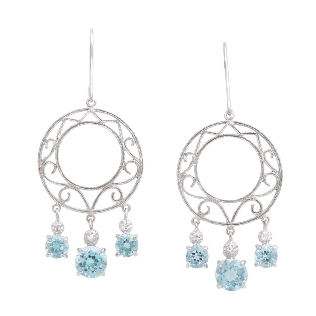 5.35 CTW Diamonds & Blue Topaz 18K Gold Plated Sterling Silver Designer Earrings