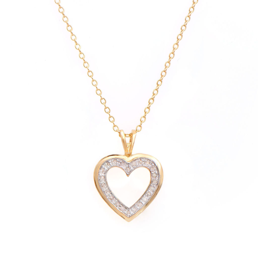 0.21 CTW Diamonds 18K Gold Plated Designer Heart Shape Pendant 18 in
