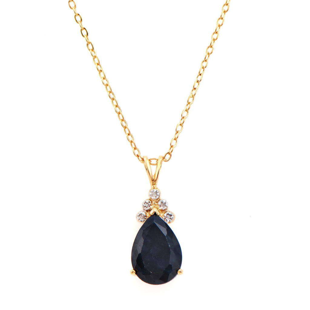 6.06 CTW Sapphire & Diamonds 18K Gold Plated Designer Pendant 18 in