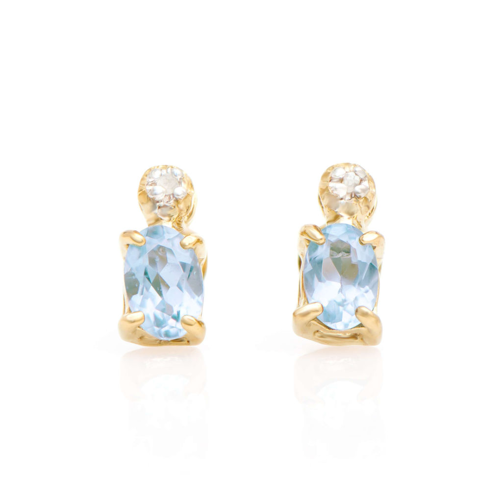 0.84 CTW Diamonds & Aquamarine 18K Gold Plated Sterling Silver Designer Earrings