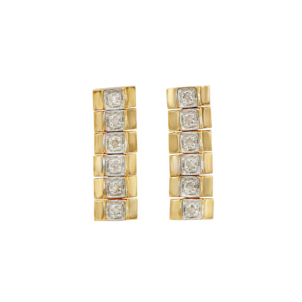 0.12 CTW Diamonds 18K Gold Plated Designer Earrings