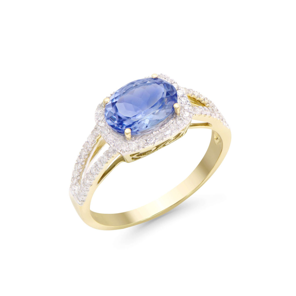 2.02 CTW Certified Diamonds & Tanzanite 14K Yellow Gold Designer Ring