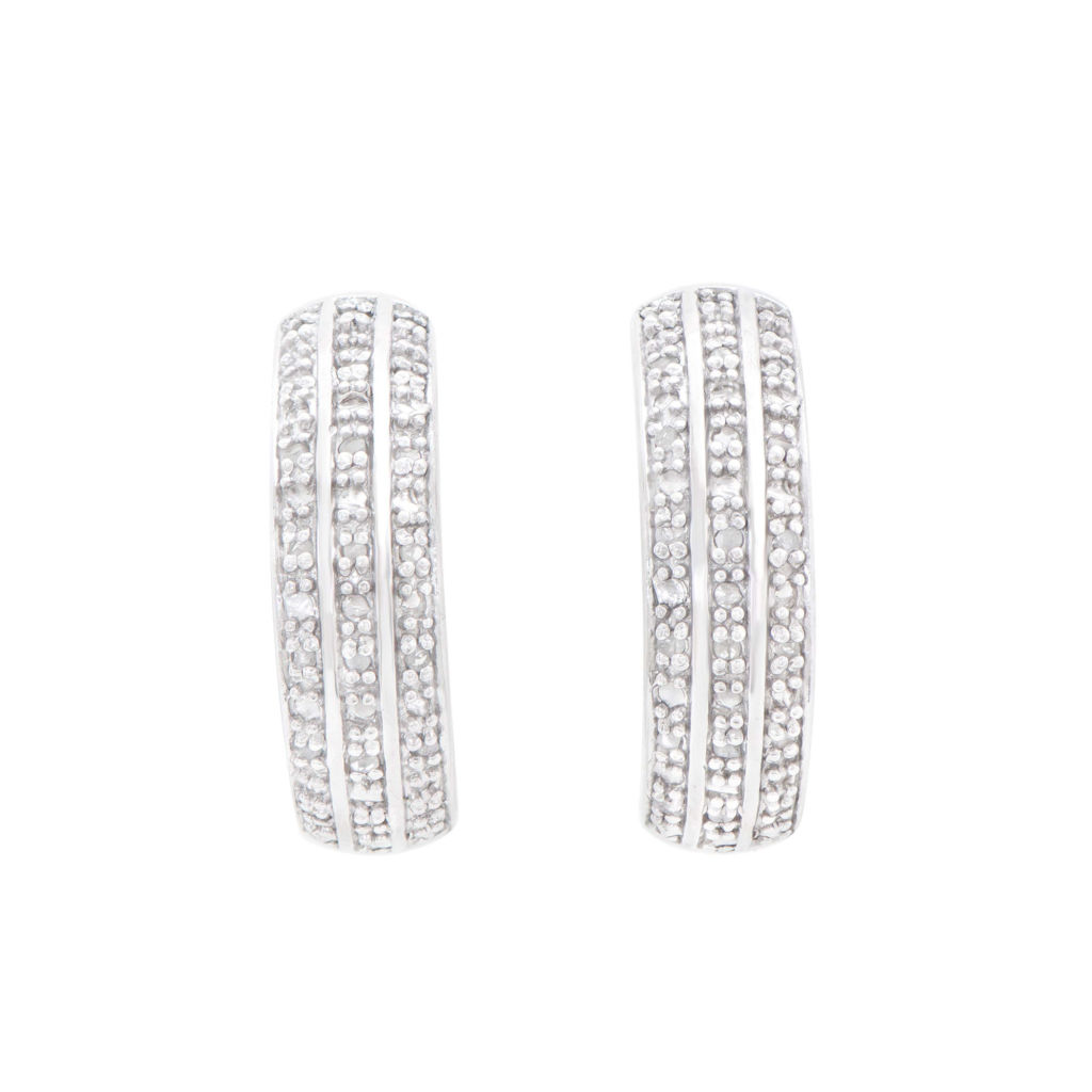 0.32 CTW Diamonds Rhodium Plated Sterling Silver Designer Earrings