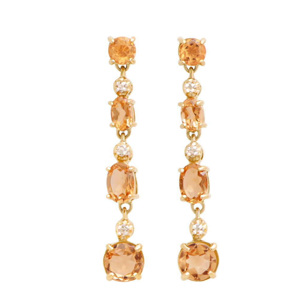 5.46 CTW Diamonds & Citrine 18K Gold Plated Sterling Silver Designer Earrings