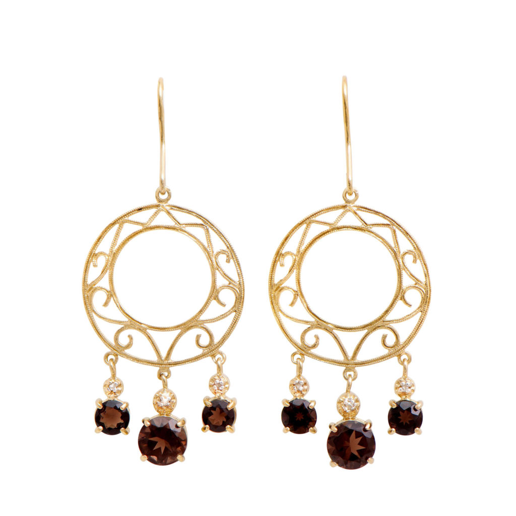 3.85 CTW Diamonds & Quartz 18K Gold Plated Sterling Silver Designer Earrings