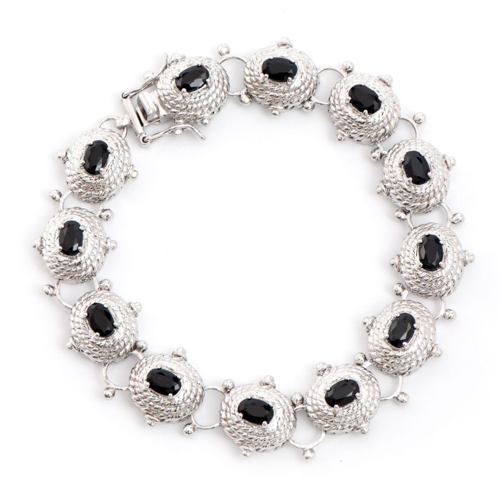 7.45 CTW Sapphire Rhodium Plated Designer Antique Style Bracelet 8.1 in