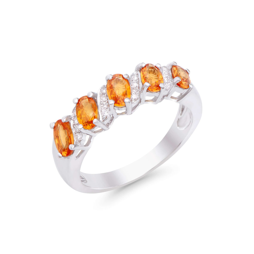 1.51 CTW Certified Diamonds & Orange Sapphire 14K Gold Designer Ring