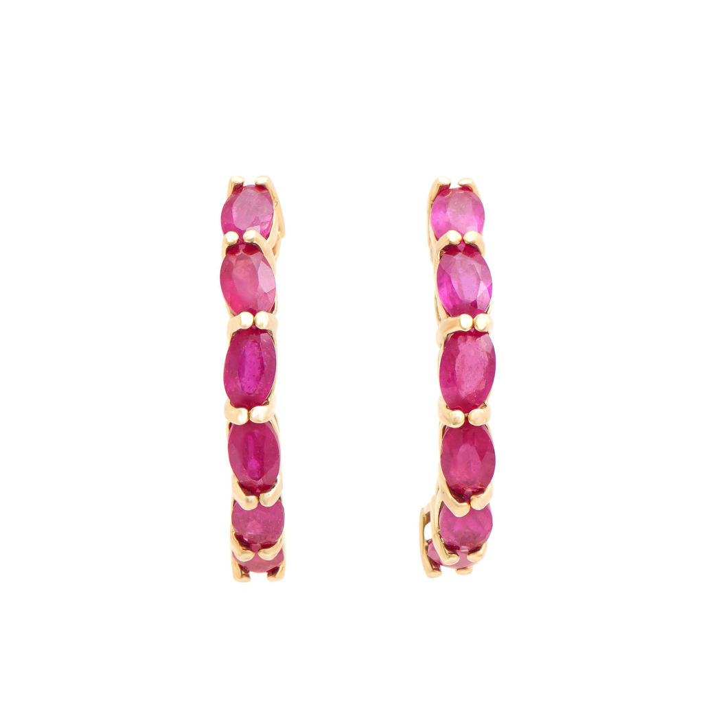 3.55 CTW Ruby 18K Gold Plated Sterling Silver Designer Earrings