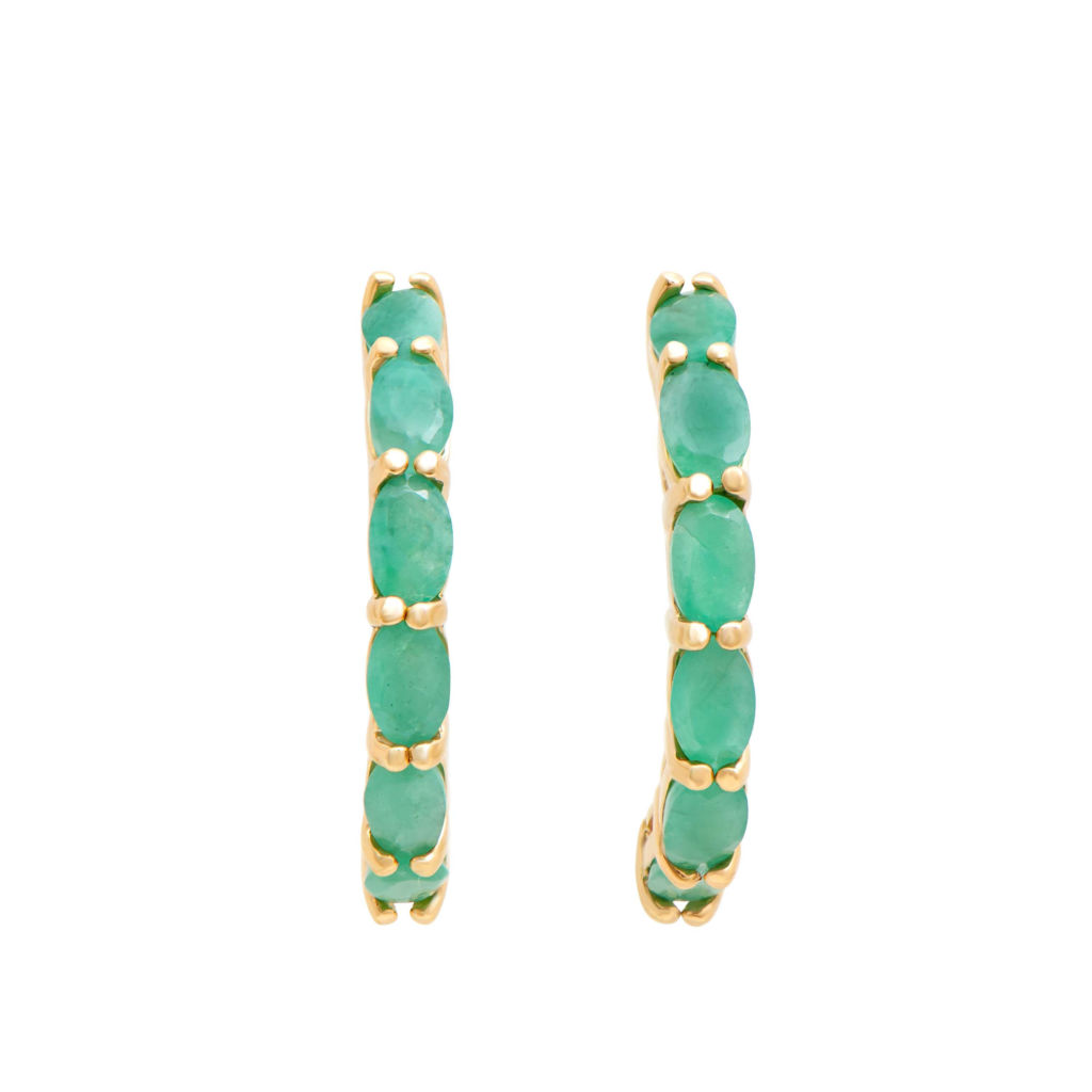 3.05 CTW Emerald 18K Gold Plated Sterling Silver Designer Earrings