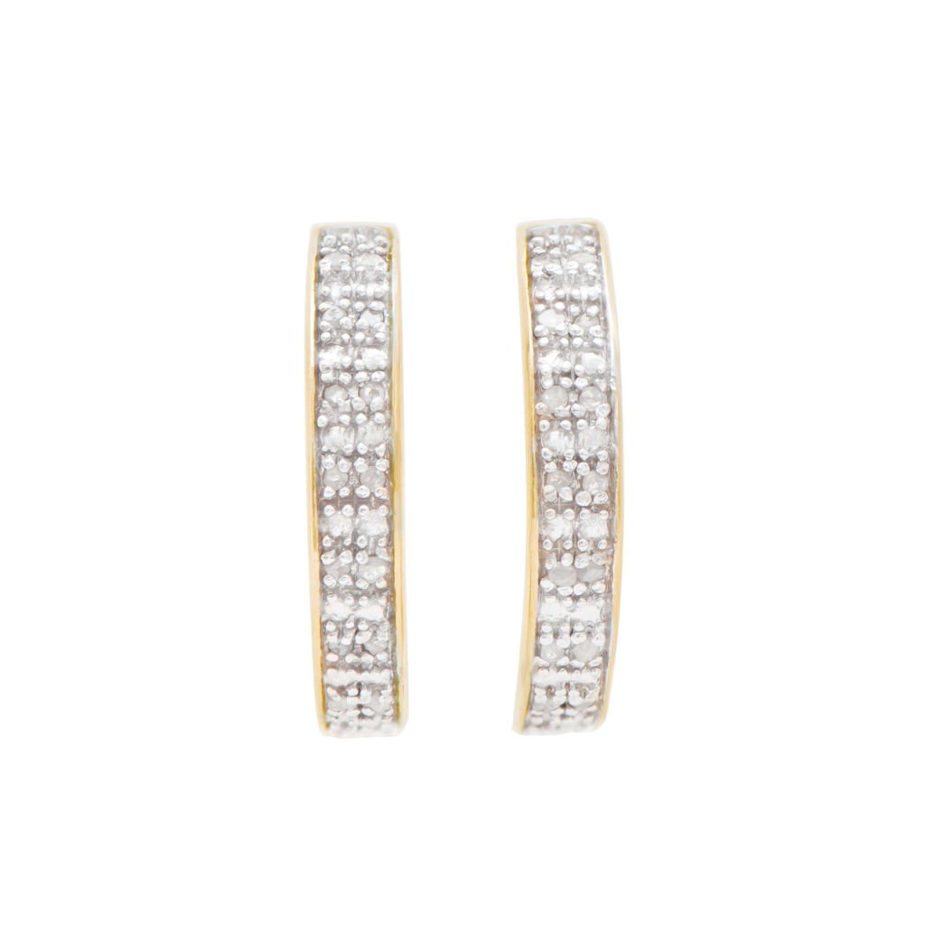 0.25 CTW Diamonds 18K Gold Plated Sterling Silver Designer Earrings