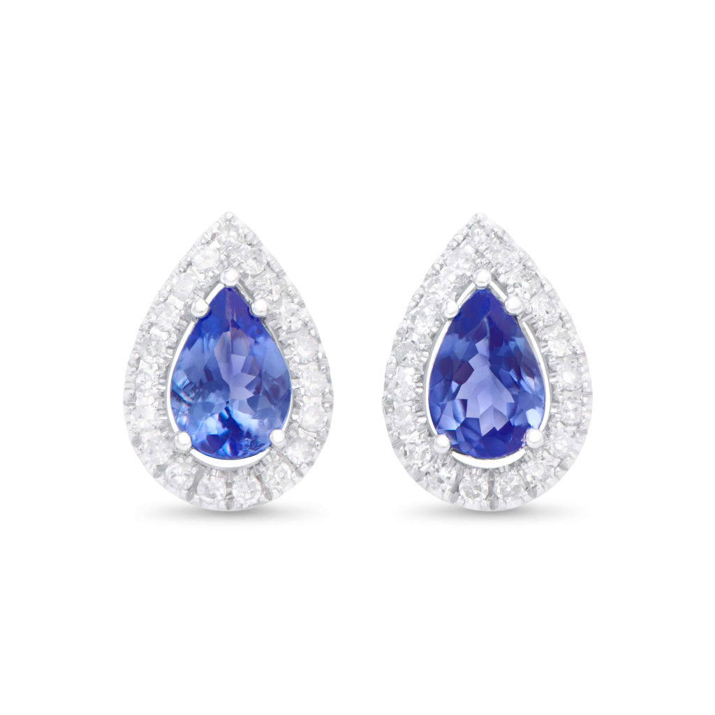 1.45 CTW Certified Diamonds & Tanzanite 14K White Gold Designer Earrings