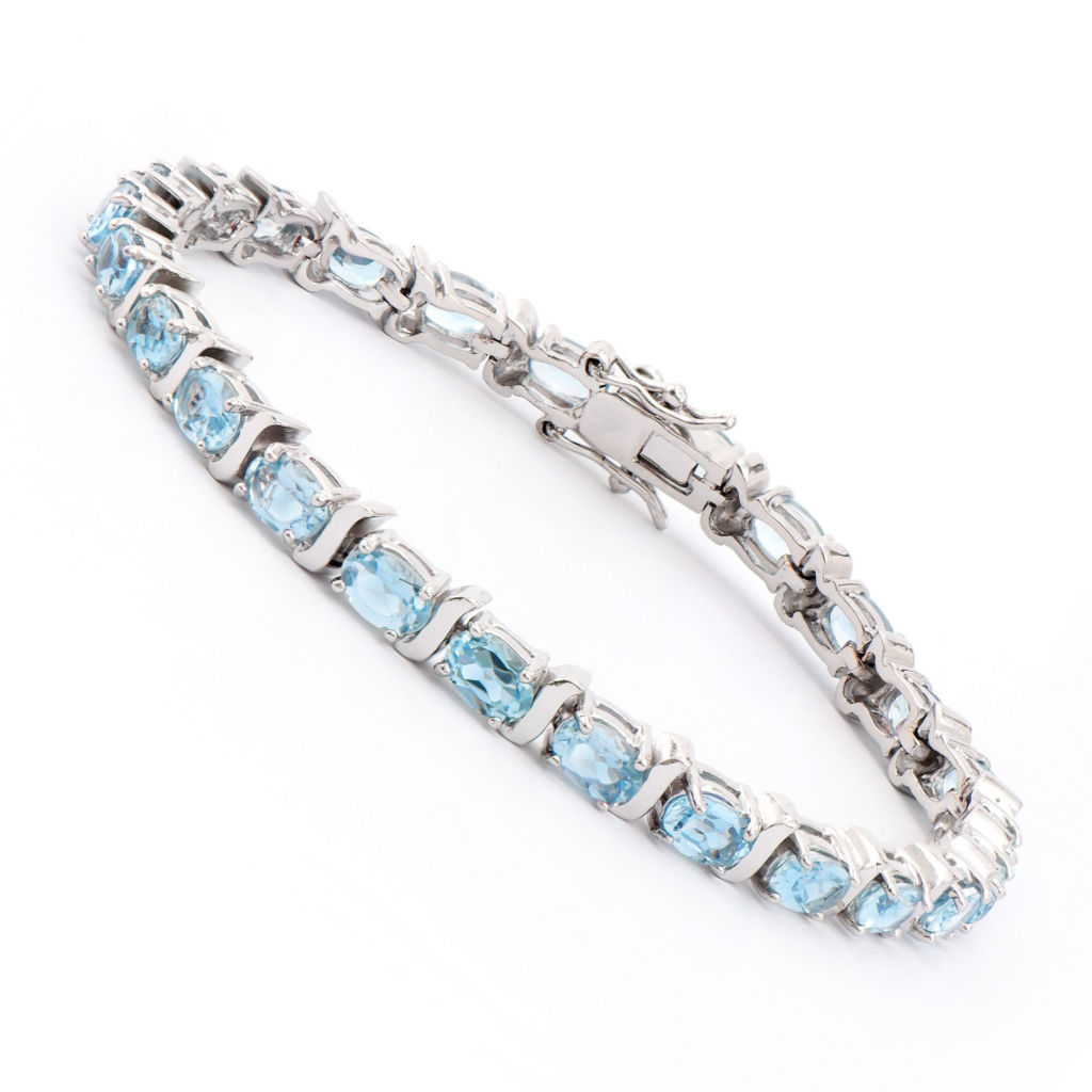 13.55 CTW Blue Topaz Rhodium Plated Designer Bracelet 7.7 in